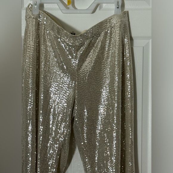 AK ANNE KLEIN WOMENS PETITE Silver Sequin PULL ON Pant NWT - Picture 5 of 11